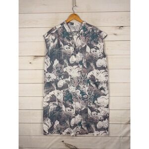 Thought Dress Womens 18 Multicolor Floral Hemp Shift Pockets Henley Casual